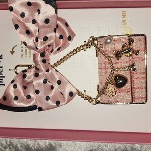 Piper K Pink Polka Dot Bow Keychain
